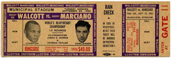 Walcott, Jersey Joe vs. Marciano, Rocky  I