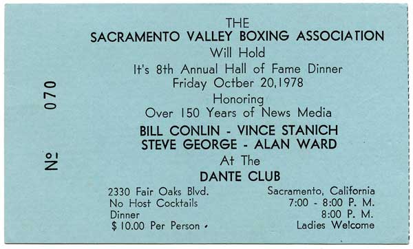 Sacramento Valley Boxing Association 8th Annual Hall of Fame Dinner