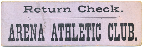 Unknown - 1897 Arena Athletic Club Return Check Stub